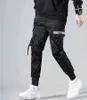 Men Cargo Pants Black Ribbons Block Multi-Pocket Harem Joggers Harajuku Sweatpant Hip Hop Casual Male Trousers 211110