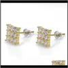 Orecchini per stalloni per uomini ghiacciati CZ Diamond Zirconia Orecchie dell'orecchio da donna Earing Orening Man Hip Hop Gioielli hiphop Gioielli maschi di moda maschio Jeweller288b