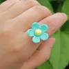 Lindo color caramelo anillos de flores pequeños margaritas para mujeres amuletos de planta coreana transparente círculo círculo redondo anillos de dedo joyas al por mayor