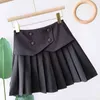 Spring Summer Mini Pleated Skirt Women Korean Style White Black High Waist Aesthetic Female Shorts Lining 210421