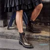 고품질 레이디 겨울 발목 부츠 cowskin 플랫폼 디자이너 인쇄 마틴 부티 여성 신발 크기 35-39