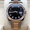 Zegarek wysokiej jakości 2813 Automatyczny mechaniczny zegarek Unisex 36 mm Diamentowa czarna tarcza 116201 Stal nierdzewna Pasek w kolorze różowego złota Szafirowe szkło Moda Zegarki męskie 116203