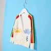 1-7Yrs Girls Cardigan Coat Knitted Sweater Spring Autumn Sweaters Sweet Pull Fille Rainbow Baby Clothes 210429