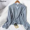 Neploe Blusas Mujer De Moda Patchwork See Through Shirts O-neck Lace Ruffles Blouses Women Korean Temperament Tops 4H069 210422