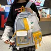 Est 2021 Женщины рюкзака пакеты рюкзака водонепроницаемый нейлон пэчворк каваи сумка для девочек повседневная контрастность цвета женская школьная сумка y1105