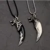 Halloween cadeau wolf dent hommes pendentif hommes colliers chanceux bijoux classique de loup head amulette punk cuir corde corde collier de mode