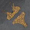 Aankomst Sexy Bikini Leopard Badpak Zomer Twee stuk Badmode Braziliaanse Hoge Taille Badpak Bandage Beachwear 210712