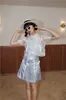 Organza Transparent Blus Kvinnor Puff Sleeve See Through Summer Crop Top White Collar Designer Ladies Tulle 210427