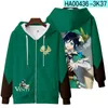 Classic Game Genshin Impact Cosplay Jacket Klee Diluc Hu Tao Keqing 3D Print Grappige Hoodie Zipper Hooded Sweatshirt Anime Kleding Y0901