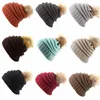 Farben Gestrickte Mütze Häkeln Mützen Männer Frauen Warme Wolle Stricken Ski Beanie Schädel Slouchy Pompom Winter Hüte Für Radfahren Masken