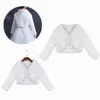 Winter Girls Cute Princess White Bolero Jacket Kids Wedding Shawl Outwear Party Plush Coat Battesimo Flower Dress Wraps in pelliccia sintetica 211011