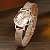 Wwoor Brand Luxury Fashion Rose Gold Kvinnor Klockor Klänning Casual Mesh Strap Quartz Watch Presenter för Kvinnor Klocka Montre Femme 210527