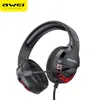 AWEI ES-770i casque de jeu filaire 50mm pilotes sur l'oreille basse profonde casque stéréo avec Microphone USB 5V conception ergonomique