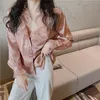 Spring V-Neck Solid Button Patchwork Lace Shirt Tops Women Korean Chic Casual Women's Shirts Elegant Long Sleeve Blouses 13654 210512