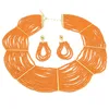 귀걸이 목걸이 Yulaili 디자인 여성 패션 Powell 도매 보석 세트 오렌지 멀티 레이어 스트랜드 목클라시아 이스트 리안 크리스탈 세트