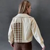 Damesjassen Streetwear Mode bijgesneden Vintage Outfits Buttons Up Zakken Massief Gestreept Patchwork Basic Herfst Jas Dames Uitloper
