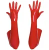 Five Fingers Gloves Sexy Wetlook Leather Skinny Glove Punk Rock Hip Hop Jazz Disco Dance Woman Long Mittens Cosplay Accessory