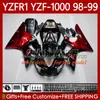 Motorcykelkropp för Yamaha YZF R 1 1000 CC YZF-R1 YZF-1000 Glansig Röd 98-01 Bodywork 82No.21 YZF R1 YZFR1 98 99 00 01 1000cc YZF1000 1998 1999 2000 2001 OEM Fairings Kit