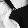 NEPLOE Dwa kawałek stroje dla kobiet New Arrival Koreański garnitur Sling Black Dress Sweet Gaze Koszula Topy Kobieta 2 Sztuka Zestaw 210422
