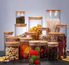 Glazen Potten Met Natuurlijke Bamboe Deksels Voor Thuis Keuken Meel, Koekjes, Snoep Kruiden - Kleine Voedsel Opslag Luchtdichte Canister Sets Pantry Organisatie