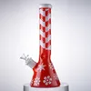 Рождественский стиль кальян Xmas большой стакан бонг прямая трубка снежинка воды трубы ледяной щенкость 7 мм толстые стеклянные бонги с чашами рассеиваются вниз