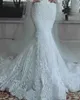 Moderne Nouveau 2021 Romantique Magnifique Manches Longues Robes De Mariée Sirène Perles Dentelle Princesse Robe De Mariée Sur Mesure Appliques Voir À Travers