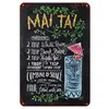 2021 Funny Design Tiki Bar Otwarte Letnie Piwo Retro Metal Malowanie Signs Mojito Martini Cuba Libre Koktajl Plakiet Pub Art Naklejki Szerokie Menu Wall Decor