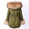 Maomaokong Natural Real Raccoon Fur Collar Women Coat Parkas Kvinnlig kappa Vinter Kvinnors Jacka Padded Coats 210916