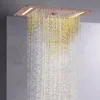 ブラウンシャワーミキサー70x38 cm ledバスルームマッサージ滝の降雨シャワー霧化バブルシャワーシステム