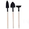 Mini Garden Tools Kit Små Skovel Rake Spade Trähandtag Metal Head Kids Gardener Gardening Plant Tool Sn4313