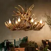 Vintage LED Chandelires Sala de estar Chandelier Iluminação Industrial Buck Deer Chifre Antler Bar Dining Mobiliário Lâmpadas Pingente