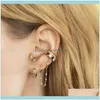 Hoop JewelryHoop Hie Double Circle Long CZ CZ Zircon Chain Cartilage Boucles d'oreilles pour femmes Bijoux de mode Gold Small Round 20211 Drop Livraison