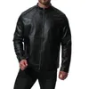 Men's Fur & Faux Man PU Leather Jacket Autumn Mandarin Collar Biker