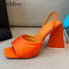 Sandali Super High Heels Summer Sexy Peep Toe Slingbacks Fashion Feminina Scarpe da donna in raso arancione Donna