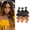 Ombre Brown Body Wave Bundles 1B / 4/30 3 Tons Pré Coloré Non Remy Cheveux Humains Blonde Weaves