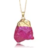 Collana con pendente in cristallo arcobaleno in pietra naturale Collana con avvolgimento in filo di quarzo irregolare per regalo di gioielli da donna