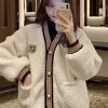 Werueruyu Lambs Plush Coat Winting Winting Student Loose Korean Cardigan Top 210608