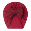 2021 Nyfödda Baby Stuff Tillbehör Baby Girl Hat With Bow Knot Infant Beanie Solid Big Bowknot Cap Elastic Baby Turban Hats