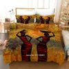Yatak takımları 2-3 Ev Tekstili Egzotik Afrikalı Kadınlar Kız Odası Yumuşak Yayılı Çift Kişilik Yatak Rahat Yorgan Kapak Yastık Kılıfı