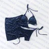 Jakard kadın mayo üç parçalı kadife kadın bikini mayo tekstil moda bayanlar mayo yüzme etek