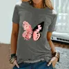 Dames Zomer Tees School Butterfly Gedrukt Korte Mouw Ronde hals Blouses T-shirts