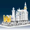 8288pcs Diamond Snowing Swan Castle Architecture Building Blocks Micro Bricks Sets Educational Toys for Children Christmas Gifts Y220214