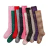 Girls Fashion Four Seasons Socks Personality Lurex Jacquard Retro Color Knee Length Short Skirt Sports Socks