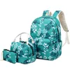 School Bags 3pcs/set China Style Female Travel Backpacks Floral For Girls Pen Pencil Bag Kids Flower Backpack Sac Mochila