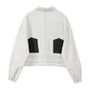 White Denim Jacket Stitched Pocket Revers Single Breasted Streetwear Korean Jean Uitloper Casual Losse Harajuku BF Jas Dame 210417