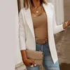 Primavera Escritório Senhoras Blazers Casual Manga Longa Sólida Trabalho Formal Terno Moda Mulheres Casacos Slim Black Branco 211122