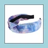 Biżuteria Biżuteria Moda Drukuj Vet Knot Opaski na Pure Handmade Girls Hairband Kobiety Aessories Szerokiej Side Hair Band Drop Delivery 2021 V1