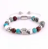 Unico Dign di alta qualità in pietra naturale con perline CZ Micro Pave Pet Paw Pattern Charm Macrame Gemstone Jewelry Bracciale da donna