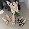 Schuhe Für Frauen 2022 Sommer Halb-Slip Frauen Sandalen Mode Neue Slip-On Schuhe Platz Schnalle Halbe Tasche flache Schuhe