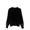 Winter Women's Quality Autumn Top Knitted Sweater O-neck Sweatshirts with Letters for Women Hip Hop Hoodies Black White 2colors 70913E